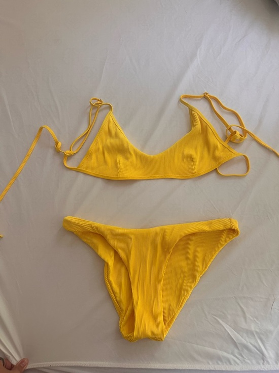 Kulani Kinis Other - Kulani Kinis Yellow Ribbed Triangle Bikini